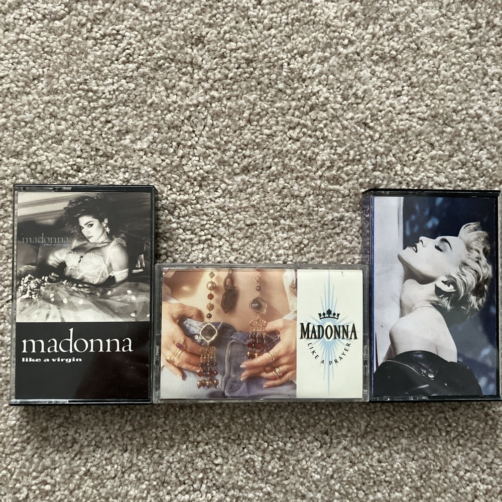 Three Madonna Cassette Tapes Like A Virgin True Blue Like A Prayer